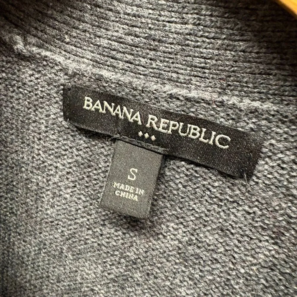 Banana Republic S Gray Cotton Wool Button Down Vest Minimalist Professional